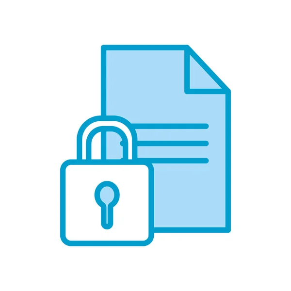 Isolated padlock and document line and fill style icon vector design — Διανυσματικό Αρχείο