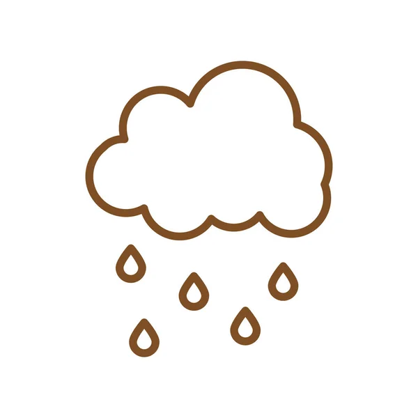 Awan terisolasi dengan desain vektor ikon baris hujan - Stok Vektor