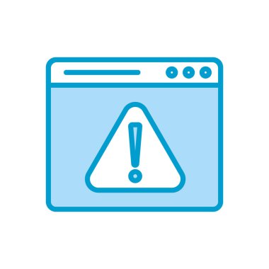 Isolated alarm triangle banner inside website line and fill style icon vector design
