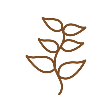 İzole edilmiş doğal yaprak çizgisi biçim vektör tasarımı