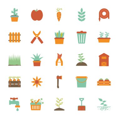 Isolated gardening flat style icon set vector design
