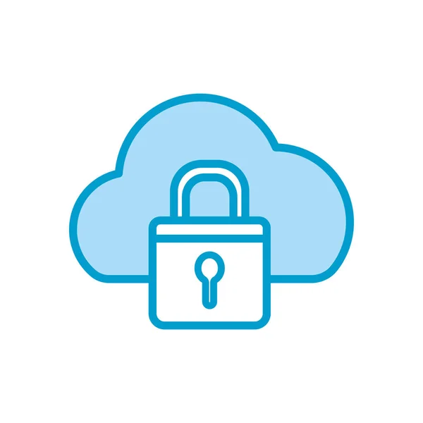 Isolated padlock and cloud line and fill style icon vector design — Stockový vektor
