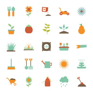 Isolated gardening flat style icon set vector design
