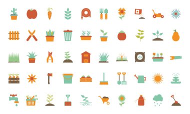 Isolated gardening flat style icon set vector design