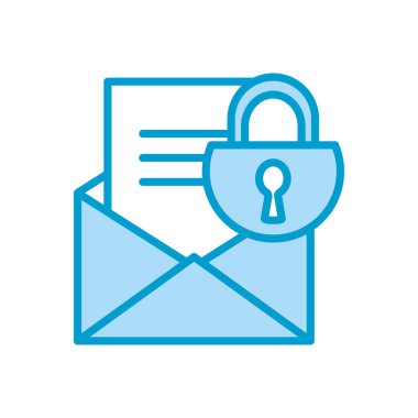 Isolated padlock and envelope line and fill style icon vector design