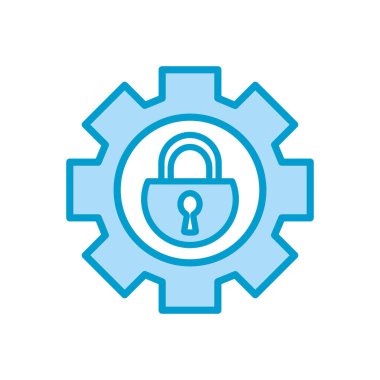Isolated padlock inside gear line and fill style icon vector design