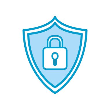Isolated padlock inside shield line and fill style icon vector design