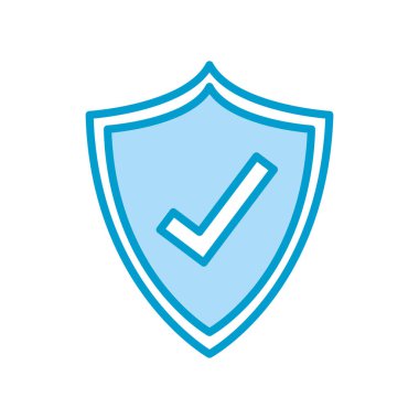 Isolated check mark inside shield line and fill style icon vector design