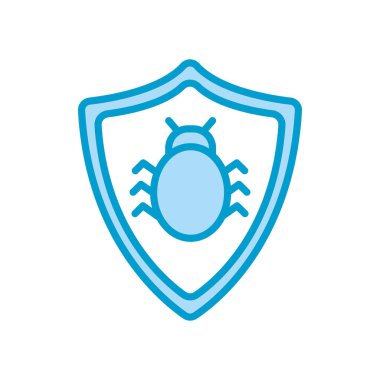Isolated bug inside shield line and fill style icon vector design