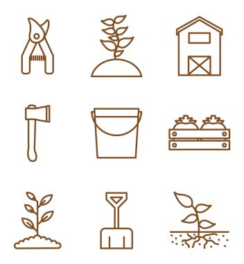 Isolated gardening line style icon set vector design