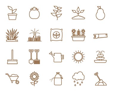 Isolated gardening line style icon set vector design