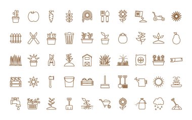 Isolated gardening line style icon set vector design