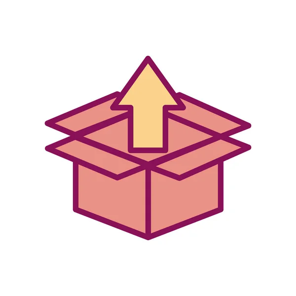 Isolated delivery box and arrow line and fill style icon vector design — Stockvector