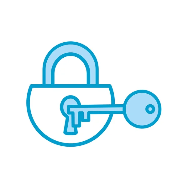 Isolated padlock with key line and fill style icon vector design — Stock vektor