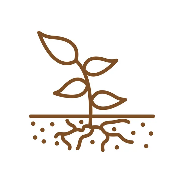 Isolated plant over earth line style icon vector design — Διανυσματικό Αρχείο