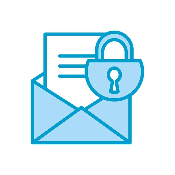 Isolated padlock and envelope line and fill style icon vector design — ストックベクタ