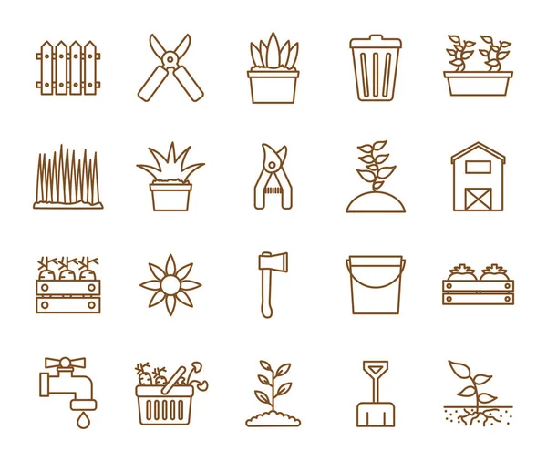 Isolated gardening line style icon set vector design — ストックベクタ
