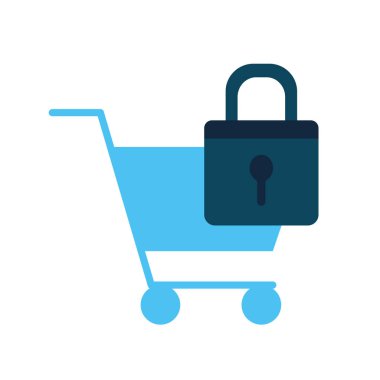 Isolated padlock and shopping cart flat style icon vector design