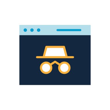 Isolated hat and glasses inside webite flat style icon vector design