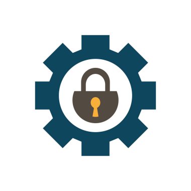 Isolated padlock inside gear flat style icon vector design