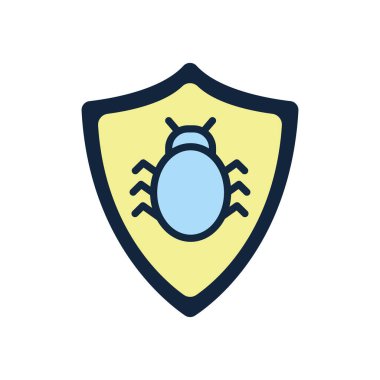 Isolated bug inside shield flat style icon vector design