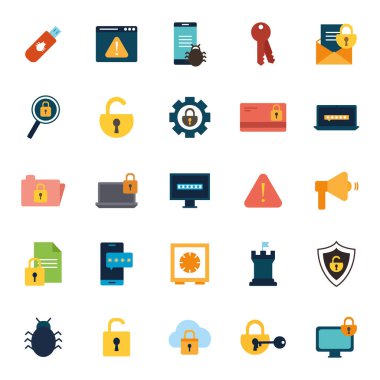 Isolated security flat style icon set vector design