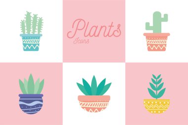 Tencereler içindeki izole bitkiler gradyan biçim ikonu vektör dizaynını engeller