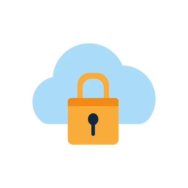 Isolated padlock and cloud flat style icon vector design — Stock Vector
