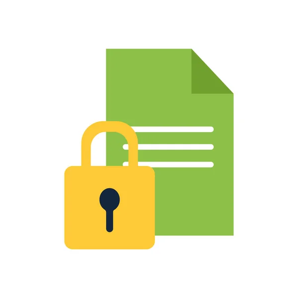 Isolated padlock and document flat style icon vector design — Stok Vektör