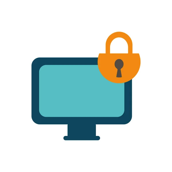 Isolated padlock and computer flat style icon vector design — 图库矢量图片