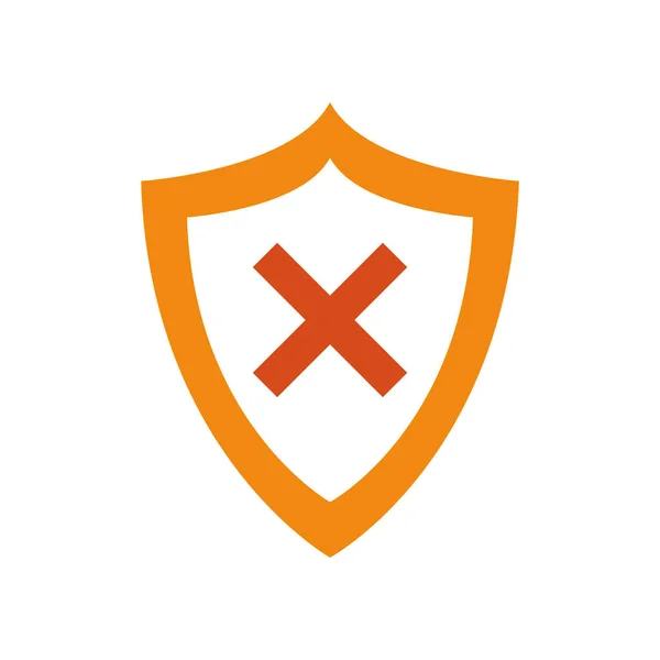 Isolated x inside shield flat style icon vector design — ストックベクタ