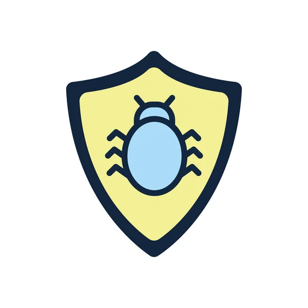 Isolated bug inside shield flat style icon vector design — Stockvektor