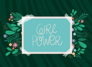girl power banner with leaves and flowers vector design