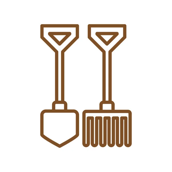 Isolated rake and shovel line style icon vector design — Stockvector