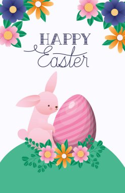 Yumurta vektör tasarımlı mutlu Paskalya tavşanı