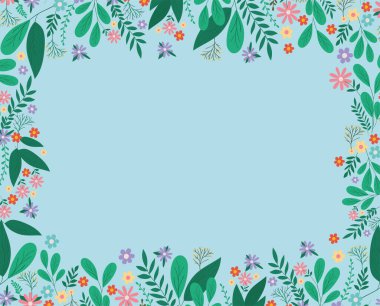 leaves and flowers frame vector design