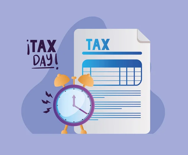 Tax day document and clock vector design — ストックベクタ
