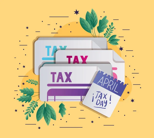 Tax documents calendar and leaves vector design — Stock Vector