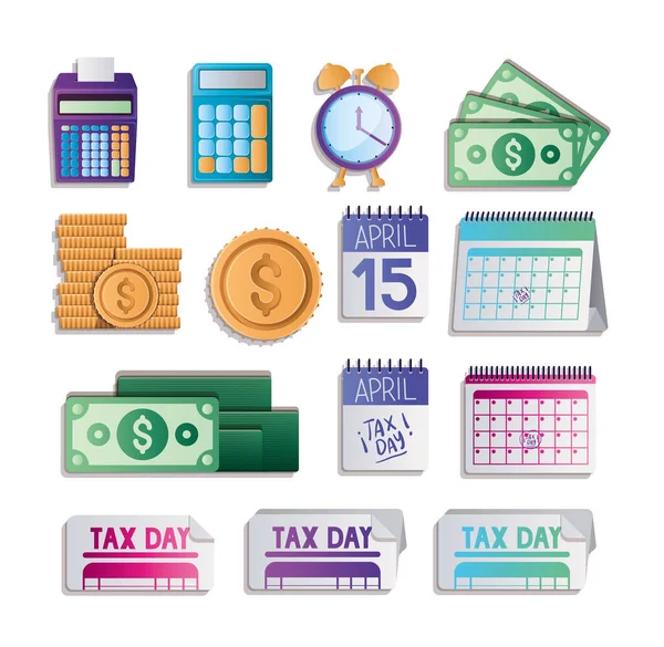 Tax day set vector design — Stockový vektor