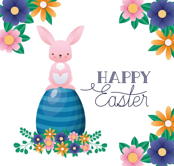 Feliz conejo de Pascua con diseño de vectores de huevo — Vector de stock