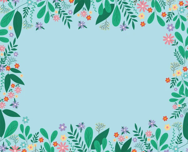 leaves and flowers frame vector design