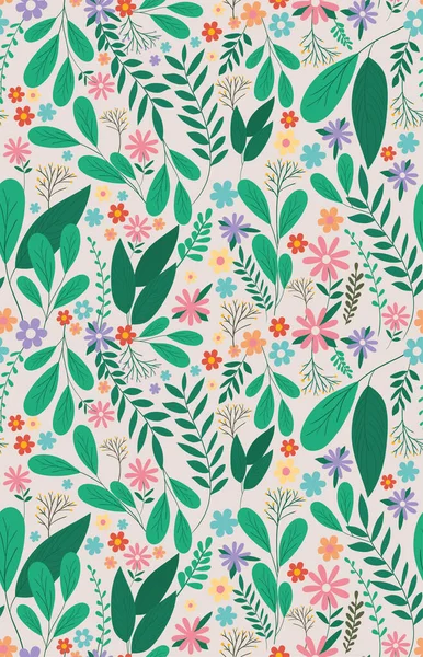 Leaves and flowers background vector design — Wektor stockowy