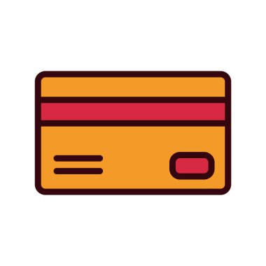 İzole kredi kartı hattı ve biçim ikonu vektör tasarımını doldur