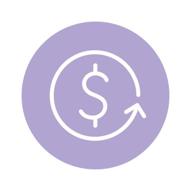 Ok çizgisi ve blok biçim vektör tasarımı ile izole edilmiş dolar