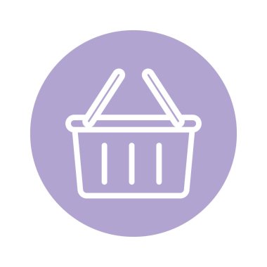 İzole edilmiş alışveriş sepeti hattı ve blok biçim ikon vektör tasarımı