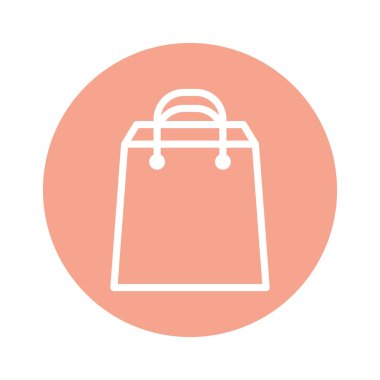 İzole alışveriş poşeti hattı ve blok biçim vektör tasarımı