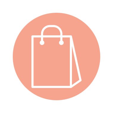 İzole alışveriş poşeti hattı ve blok biçim vektör tasarımı