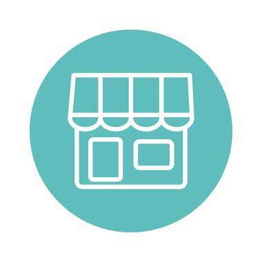 İzole edilmiş dükkan veya depolama hattı ve blok biçim ikon vektör tasarımı