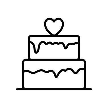 İzole edilmiş tatlı pasta çizgisi biçim vektör tasarımı