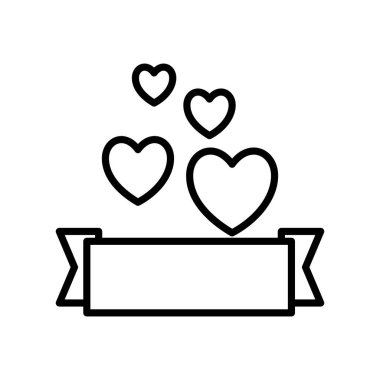hearts and ribbon line style icon vector design